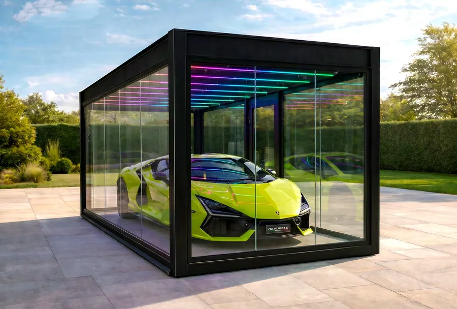Integrated RGB lighting within the Fabox ceiling structure
